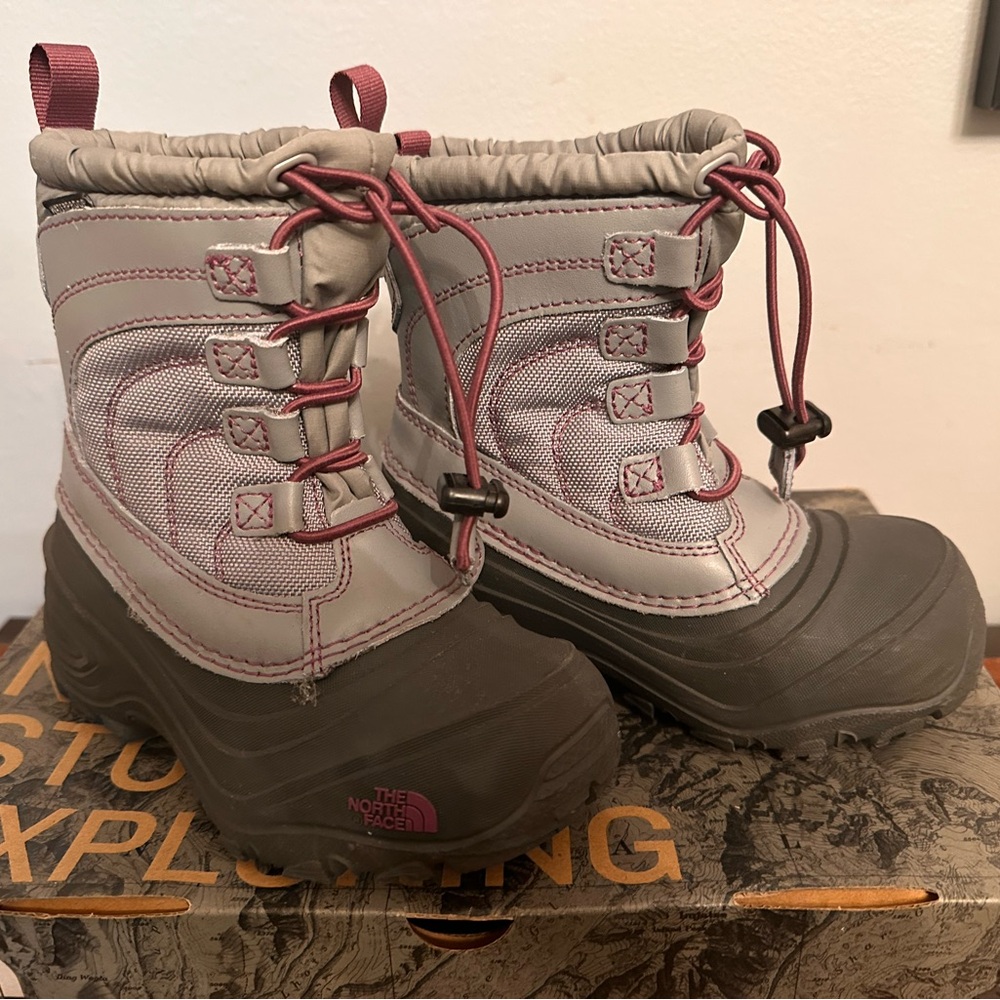 The North Face Kids Gray and Pink Boots